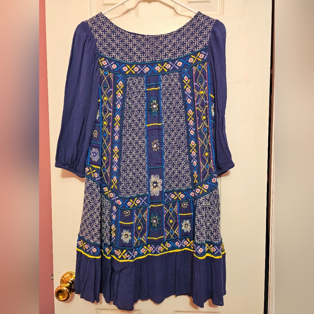 Anthropologie embroidered mini dress